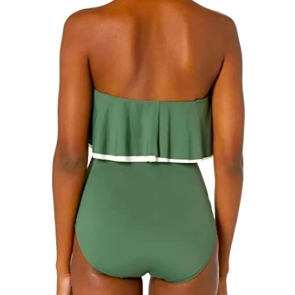 COCO Reef Agape Ruffle Bandeau Olive Swimsuit - Picture 2 of 10